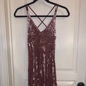 Pink velvet mini dress